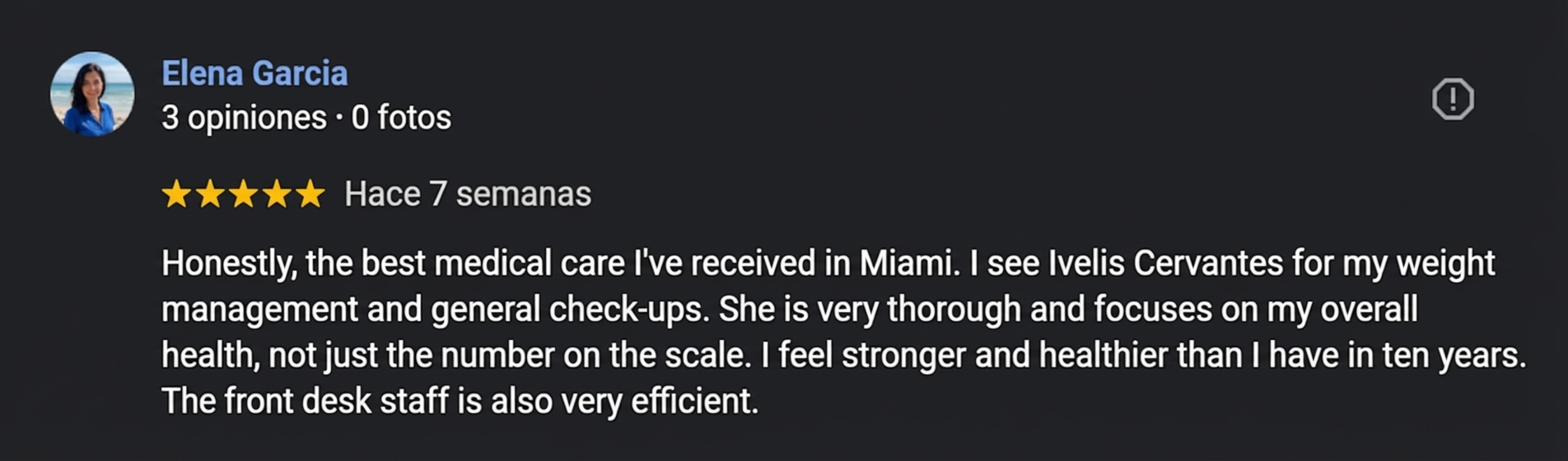 Google review de Elena Garcia