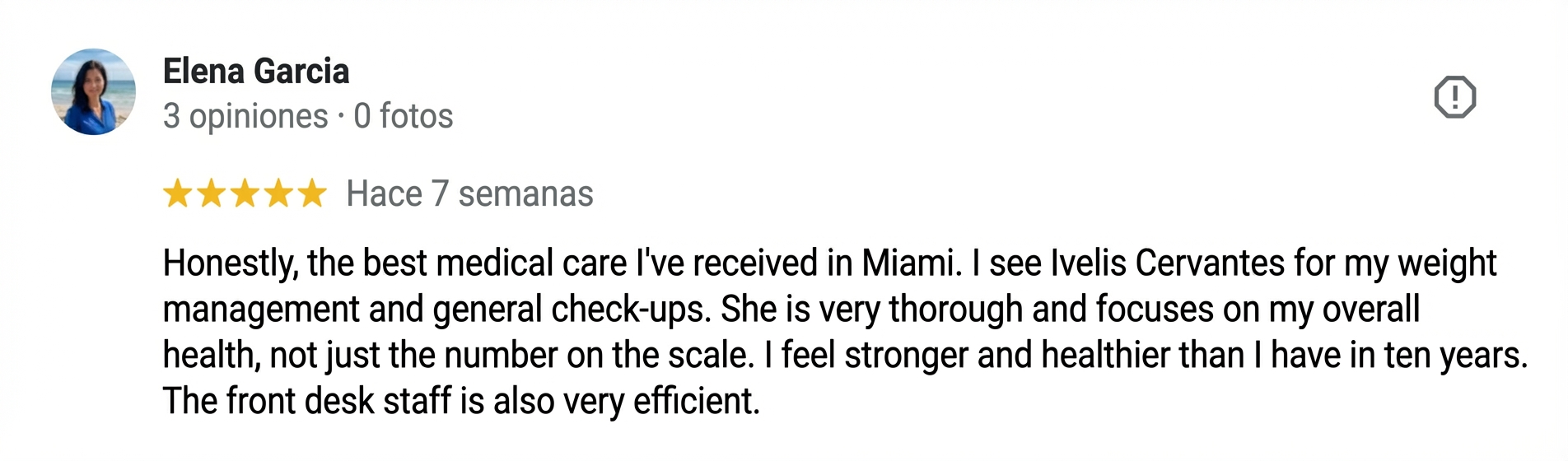 Google review de Elena Garcia
