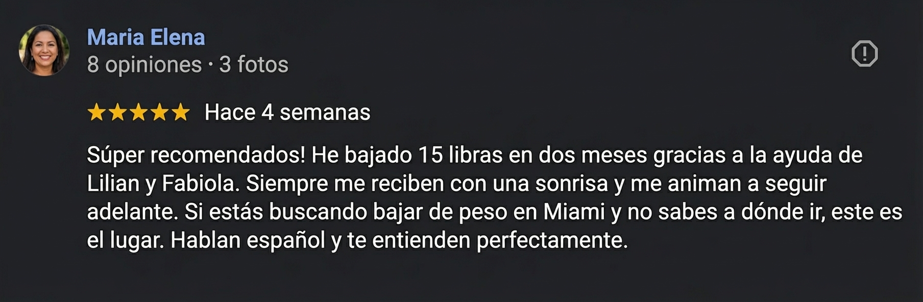 Google review de Maria Elena
