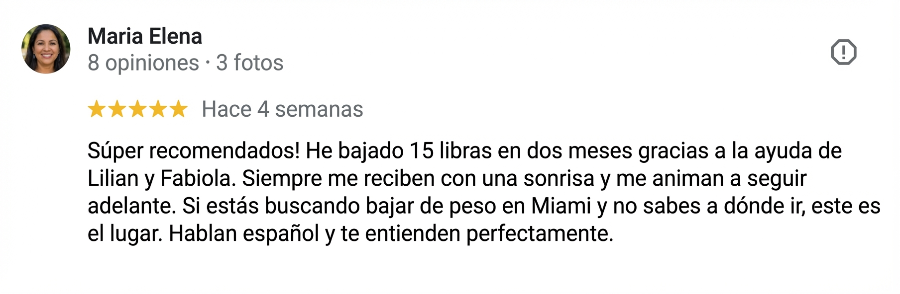 Google review de Maria Elena