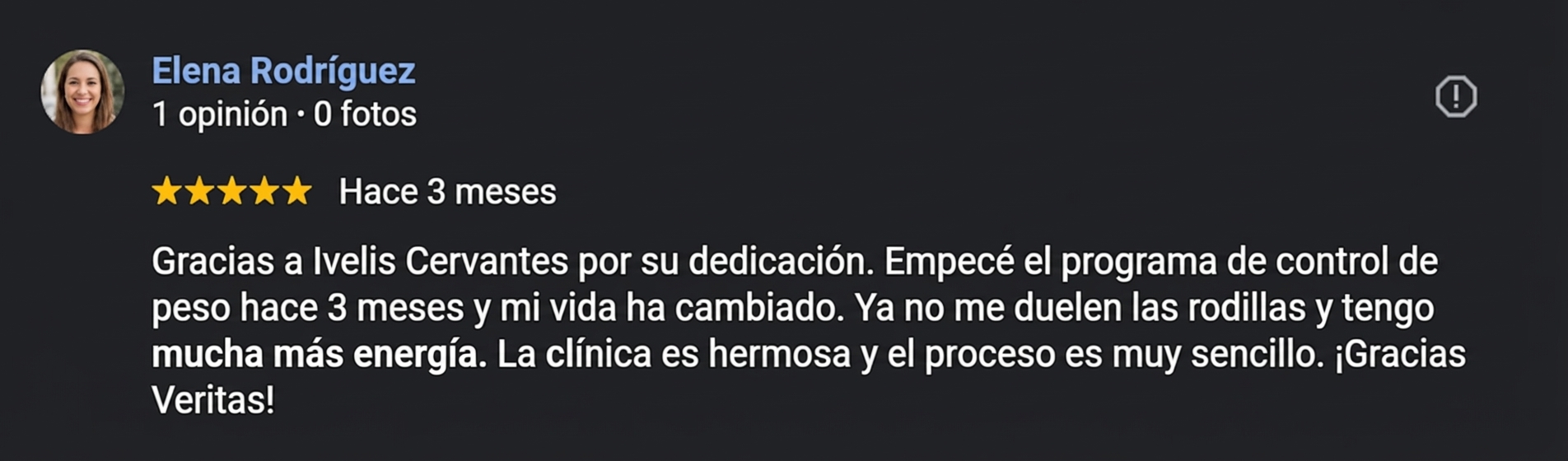 Google review de Elena Rodríguez